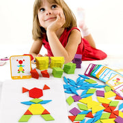 155PCS creatieve geometrische vorm DIY houten puzzels Montessori leerspeelgoed