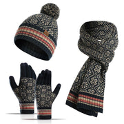 Winter Sneeuwvlok Gebreide Verdikte Hoed Sjaal Handschoenen 3PCS Set