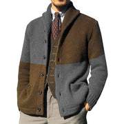 Heren winter colorblock vest single-breasted gebreide trui jas
