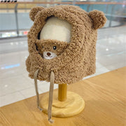 Winter Bear Hat Leuke Pluche Winddichte Warme Oorbescherming Masker Sjaal