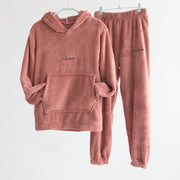 Dameshuis schattige koraal fleece hoodie sweatshirt pyjama set