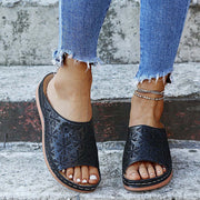Mode zomer slippers dames open teen vintage geborduurd Platform sandalen